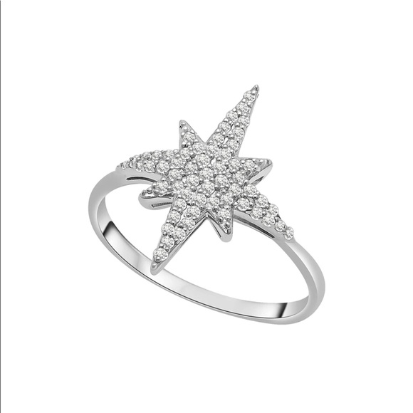 1/4 CT Authentic Diamond Starburst Sterling Silver Ring - Picture 1 of 4